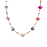 18k Gold Plated Colourful Floral Necklace