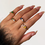 Different 18k Gold Plated Jane Ring wore on different fingers