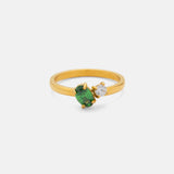 18k Gold Plated Jane Ring with green and white stones