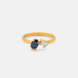18k Gold Plated Jane Ring with two stones and different colours
