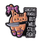 Fragile Fighter Cat Brooch Enamel Pin
