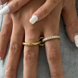 18K Gold Plated Eloise Ring wore on two fingers
