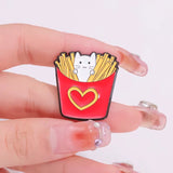 French Fries Cat Brooch Enamel Pin