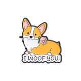 Woof You Corgi Dog Brooch Enamel Pin