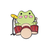 Drummer Frog Brooch Enamel Pin
