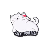 Treat Yourself Cat Brooch Enamel Pin