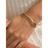 18k Gold Plated Vienna Bangle wore on a hand