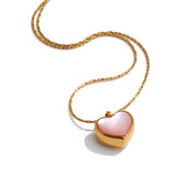 18k Gold Plated Pink Shell Heart Necklace