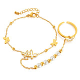 18K Gold Plated Pearl Butterfly Hand Chain