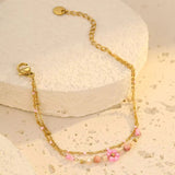 Single 18K Gold Plated Dainty Colourful Floral Bracelets with different background