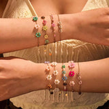 18K Gold Plated Dainty Colourful Floral Bracelets