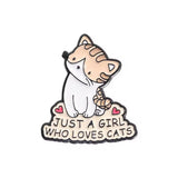 Cat Lover Girl Brooch Enamel Pin