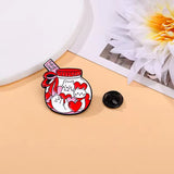 Full Of Love Cats Jar Brooch Enamel Pin with different background