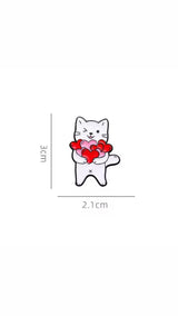 Love Spreading Cat Brooch Enamel Pin with size measurement