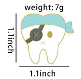 Tooth Pirate Dental Brooch Enamel Pin with size measurement