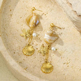 18K Gold Plated Ocean Dreams Danglers with a background