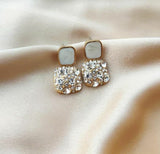White Encrusted Stone Earrings