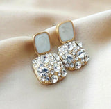 White Encrusted Stone Earrings