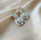 White Encrusted Stone Earrings