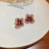 Maroon Floral Studs