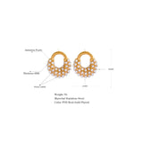 18K Gold Plated Pearl Baguette Studs