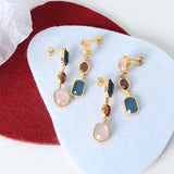 18K Gold Plated Stone Danglers