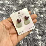 Maroon Heart Studs