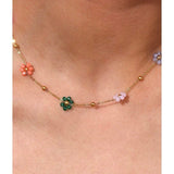 18k Gold Plated Colourful Floral Necklace
