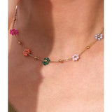 18k Gold Plated Colourful Floral Necklace