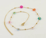 18k Gold Plated Colourful Floral Necklace