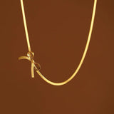 18K Gold Plated Herringbone Bow Choker