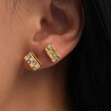 18k Gold Plated Checkered Studs