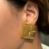 18K Gold Plated Statement Flatbread Studs