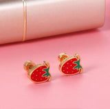 18K Gold Plated Strawberry Studs