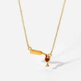 18K Gold Plated Wine Necklace