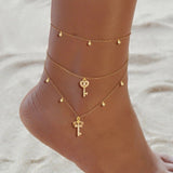 18K Gold Plated Crown Key Anklet