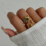 18k Gold Plated Colourful Stone Rings