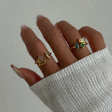 18k Gold Plated Colourful Stone Rings