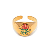 18K Gold Plated Carnation Stamp Ring