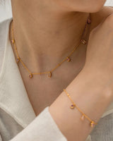 18k Gold Plated Pink Stone Jewellery Set