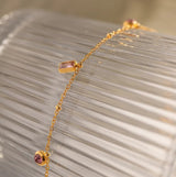 18k Gold Plated Pink Stone Jewellery Set