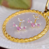 2 in 1 Pink Heart Studs