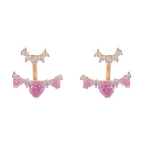2 in 1 Pink Heart Studs