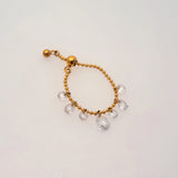 18K Gold Plated Dew Drops Chain Ring