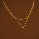 18K Gold Plated Layered Stone Necklace
