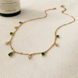 18K Gold Plated Mira Necklace (Green)