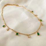 18K Gold Plated Mira Necklace (Green)