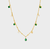 18K Gold Plated Mira Necklace (Green)