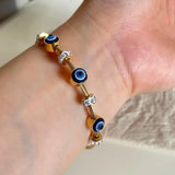 18K Gold Plated Evil Eye Bangle