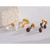 18K Gold Plated White Chocolate Drip Earrings